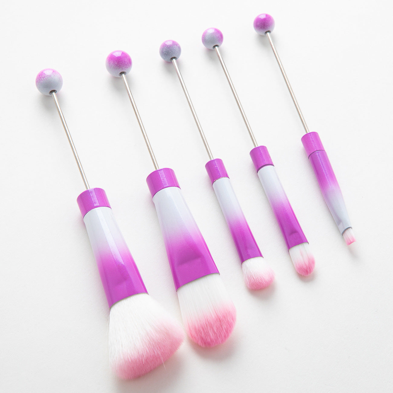 Wholesale Candy Color Christmas Series Gradient Beadable Metal DIY Makeup Brush Set